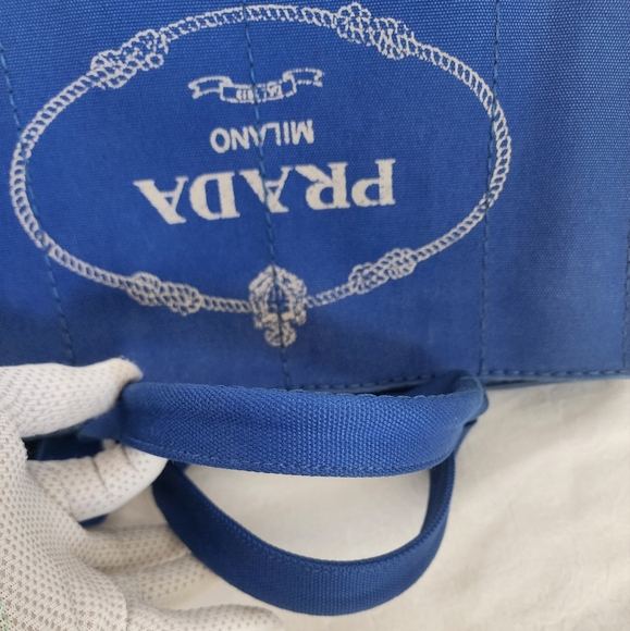 Auth Prada Canapa Blue Tote Bag - Picture 7 of 13